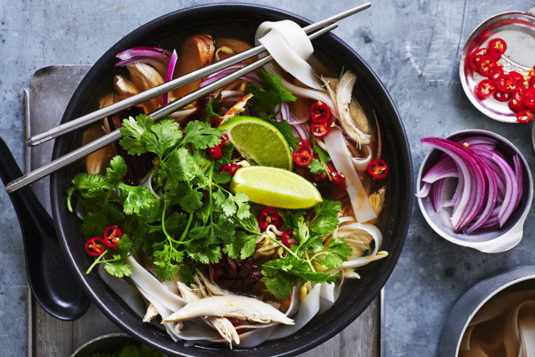 Adam Liaw’s roast chicken pho.