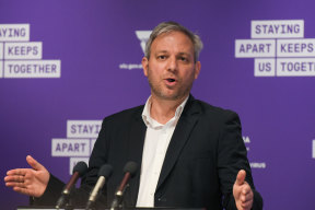 Chief Health Officer Brett Sutton addressing the media on Saturday.