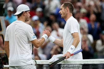 Andy Murray (right) proved too strong for Australia’s James Duckworth over four sets.