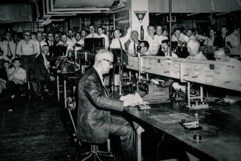 The last morse code message being sent at the GPO Building by Leslie Edwards.