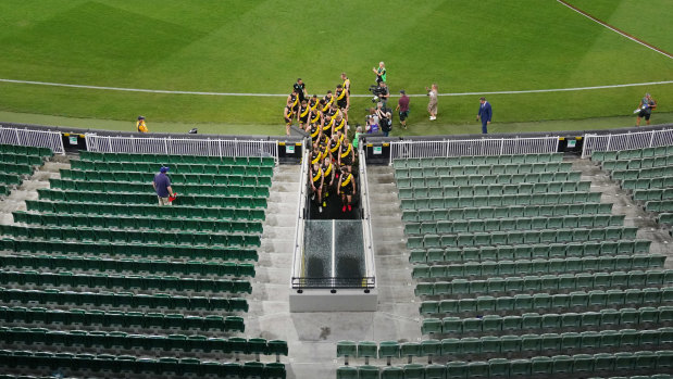 Richmond plays Carlton at an empty MCG on March 19.