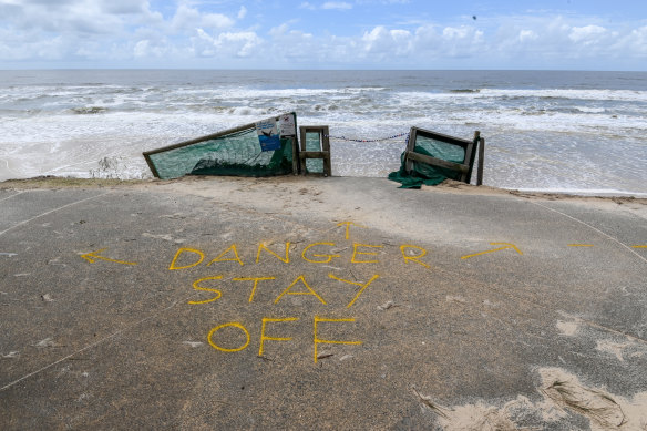 Gold Coast’s beaches suffered heavy erosion when Alfred reached shore.