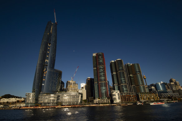 Barangaroo glowers darkly on our shores, shadowed and ominous.