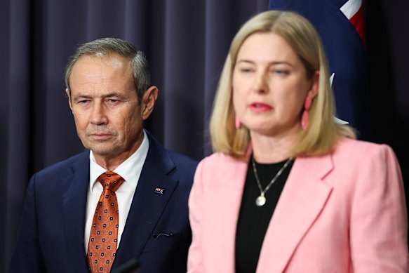 WA Premier Roger Cook and federal Agriculture Minister Julie Collins.