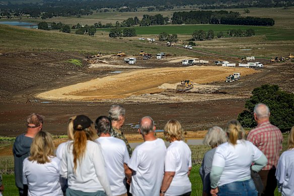 Eden Park residents overlook the site where 1 million cubic metres of soil is being used to build a farm dam on Melbourne’s northern fringe.