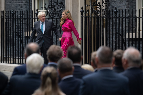 Boris Johnson and wife Carrie depart 10 Downing Street. 