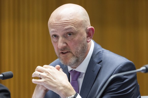 ASIO Director-General of Security Mike Burgess during a Senate estimates hearing at Parliament House in May.