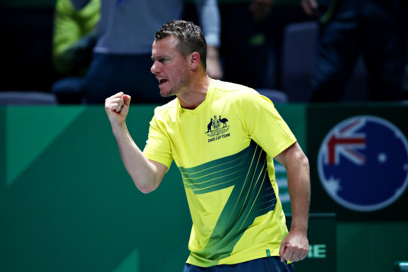 Payback: Australia's captain Lleyton Hewitt during November's Davis Cup defeat to Canada.