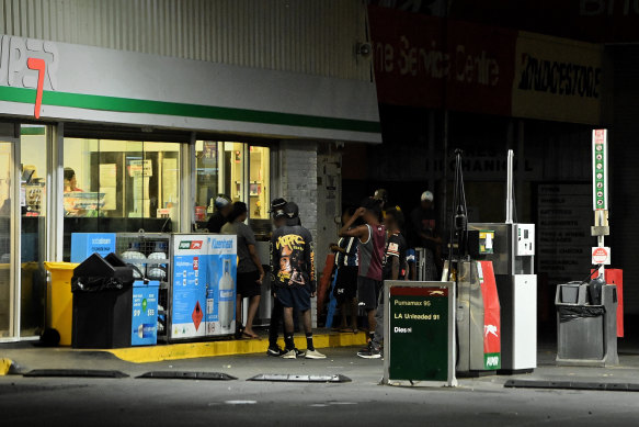 A service station in Alice Springs on Tuesday night.