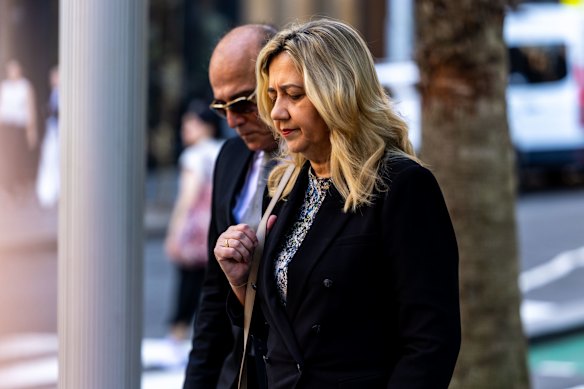Former Queensland premier Annastacia Paluszczuk arrives at the funeral in Sydney.
