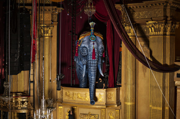 A 220-kilogram elephant for <i>Moulin Rouge! The Musical</i> at the Regent Theatre.