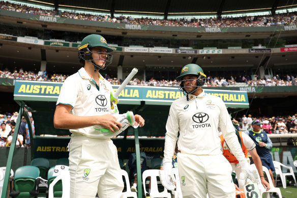 Sam Konstas with Usman Khawaja.