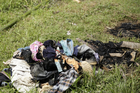 The burnt clothes of the cult's victims.