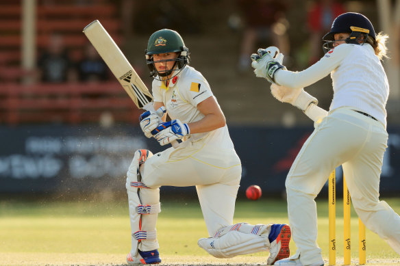 Ellyse Perry during her magnificent Test innings against England in 2017.