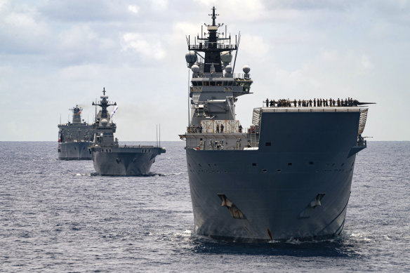 Royal Australian Navy ships during the Rim of the Pacific exercise in 2022.