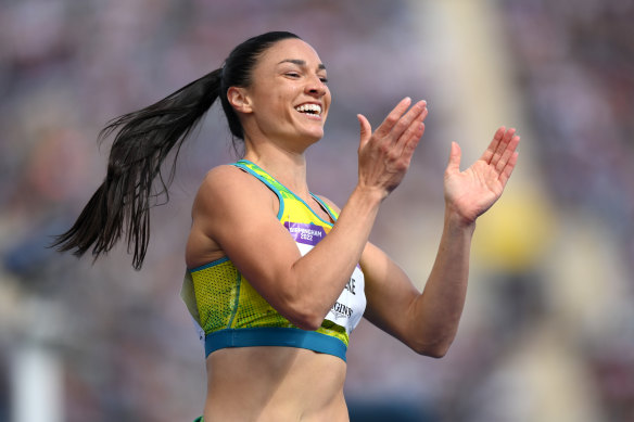 Michelle Jenneke after her heat in Birmingham.