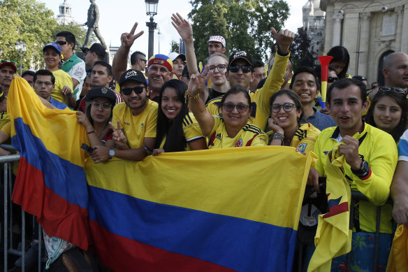 Colombian fans in Paris on Sunday.