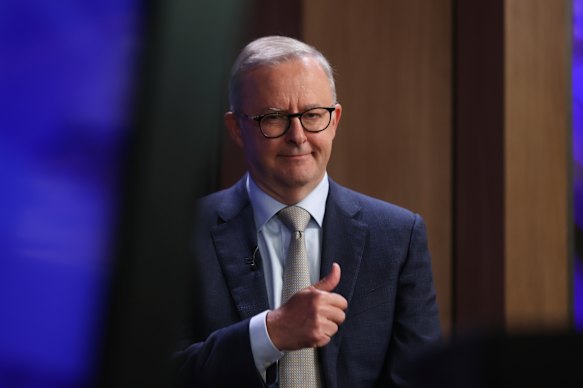 Labor leader Anthony Albanese at the National Press Club in Canberra. 