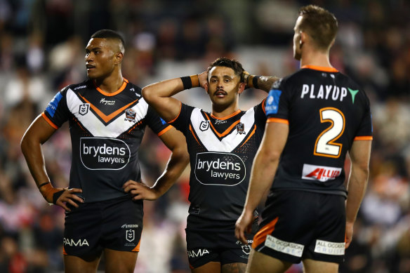 Jayden Sullivan hasn’t had a happy time at the Wests Tigers.