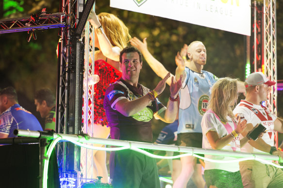 The NRL float at the 2016 Mardi Gras.