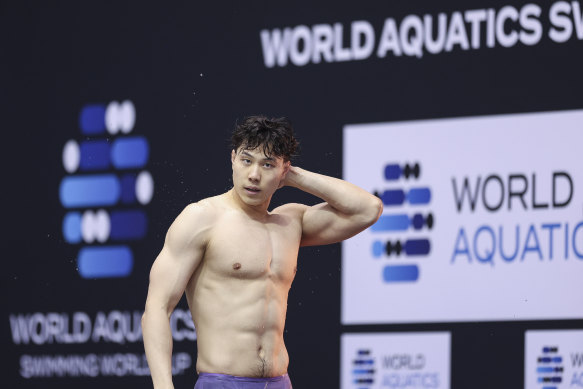 Breaststroke world champion Qin Haiyang, one of 23 Chinese swimmers who failed a drug test, is competing in Paris.