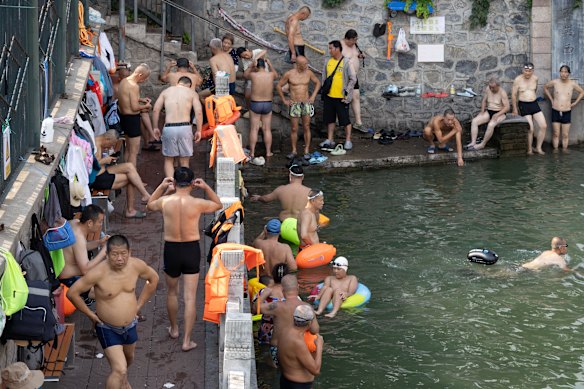 The unsanctioned swimming spot doubles as an unofficial men’s shed for a group of regulars.