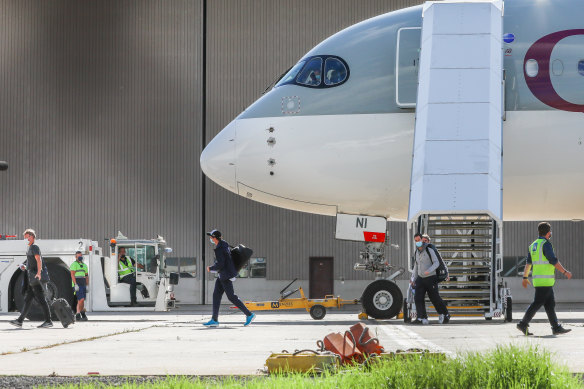 Players and officials have been arriving in Melbourne on charter flights ahead of the Australian Open.