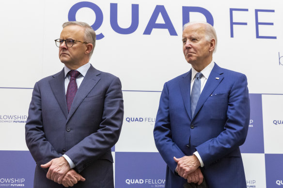 Prime Minister Anthony Albanese and US President Joe Biden at last year’s Quad in Tokyo.