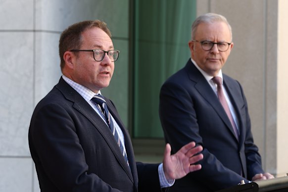 Assistant Treasurer Daniel Mulino and Prime Minister Anthony Albanese.