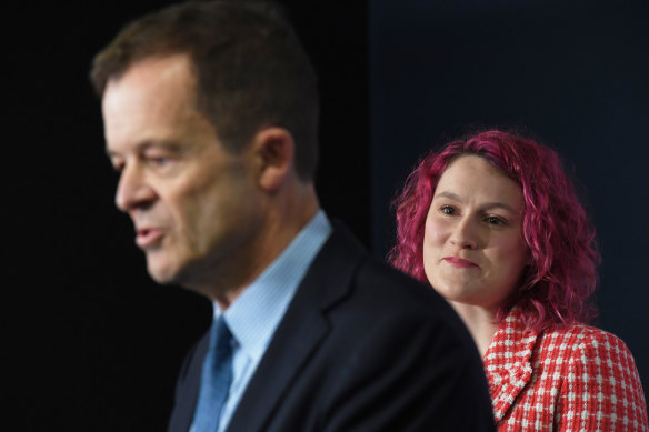 Attorney-General Mark Speakman, pictured with Rape & Sexual Assault Research & Advocacy director Saxon Mullins, wants to give domestic violence survivors and their families more protection.