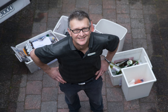 Grant Brooker, a councillor at Nillumbik,  is putting his recycling into four bins and taking it direct to sorting centres.