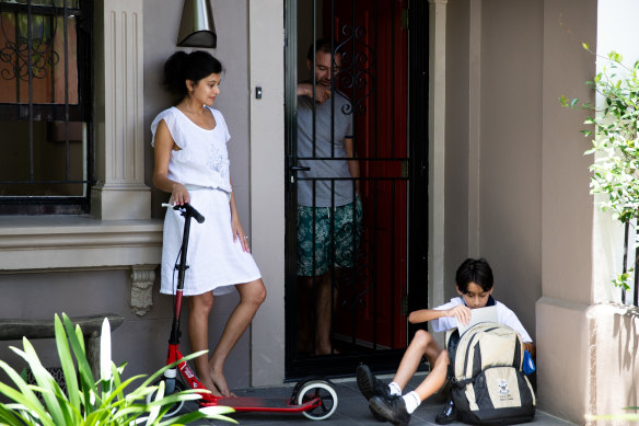 Oscar Avedissian, who is ready to start year 7 at Reddam House in Woollahra, with his mother, Cheryl and dad Jason. 