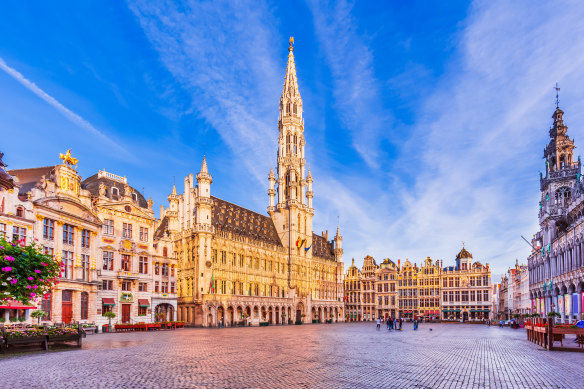 The Grand-Place market square surrounded by guild halls in the Belgian capital.