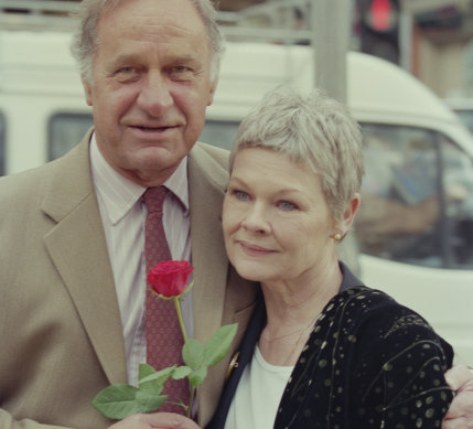 Geoffrey Palmer and Judi Dench attend a photocall to launch the new series of the BBC's As Time Goes By in London in February 1995. 