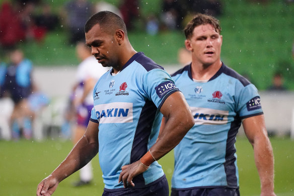 Kurtley Beale was guilty of some handling errors in the wet conditions.