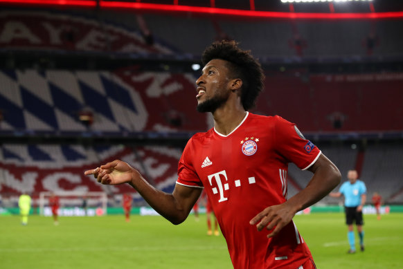 Kingsley Coman scored two goals and set up another in defending champions Bayern's rout of Atletico.