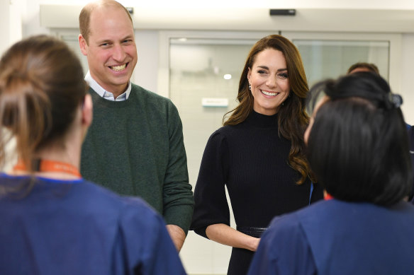 All smiles: Prince William and Princess Catherine. 