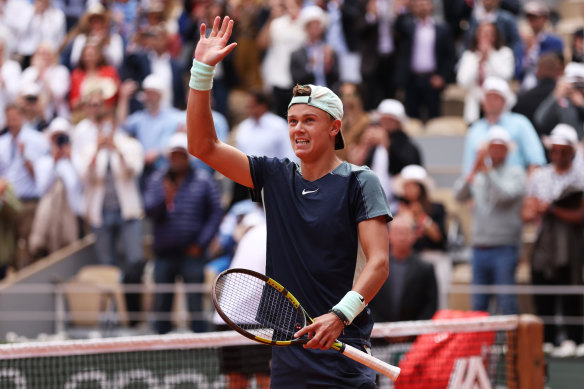 Holger Rune after upsetting Stefanos Tsitsipas.