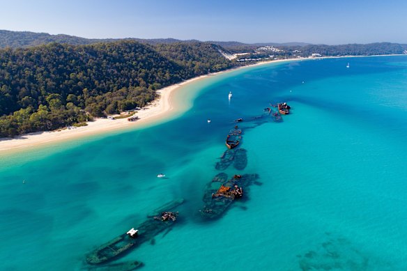 Wrecks off the shores of Tangalooma Beach.