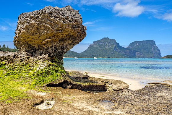 Looking over the water to Mount Lidgbird and Mount Gower.