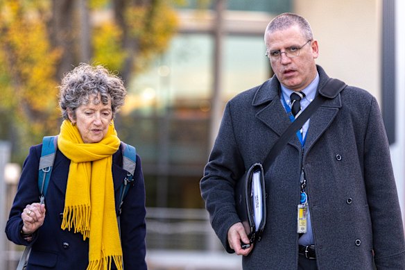 Crown prosecutor Dr Nanette Rogers, SC, and Detective Leading Sergeant Stephen Eppingstall at court on June 5.