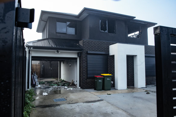 The burnt-out home in Thomastown on Monday morning.