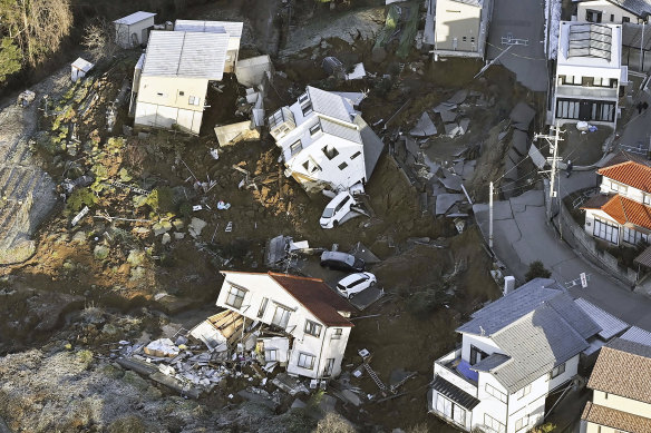 The destruction left by the earthquake in Kanazawa, Ishikawa prefecture, Japan.