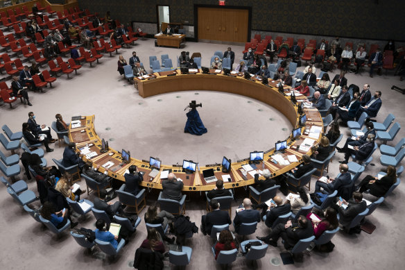 A meeting of the UN Security Council in 2022.
