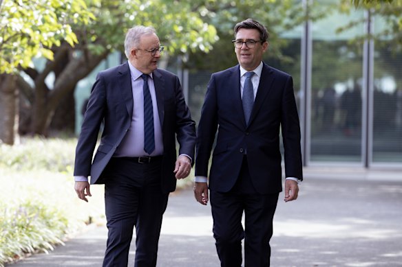 Prime Minister Anthony Albanese meets UK PM Andy Burnham at the UN headquarters in New York last week. 