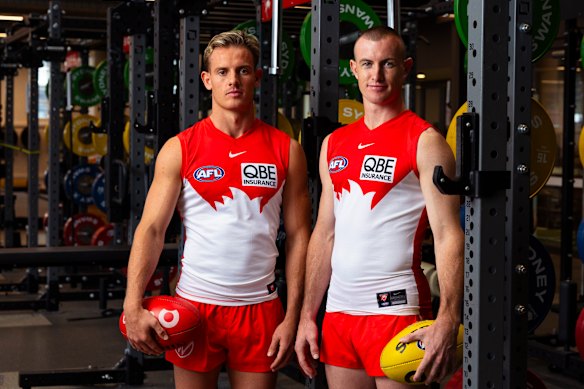 Corey and Chad Warner at Swans headquarters before Saturday’s game against Essendon.