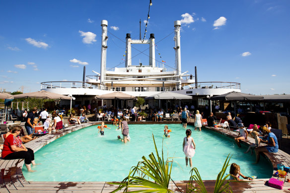 Deckside swimming pool.