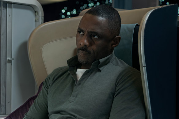 Idris Elba, Archie Panjabi and Neil Maskell in Apple TV's ticking-clock  airplane hijack thriller Hijack.