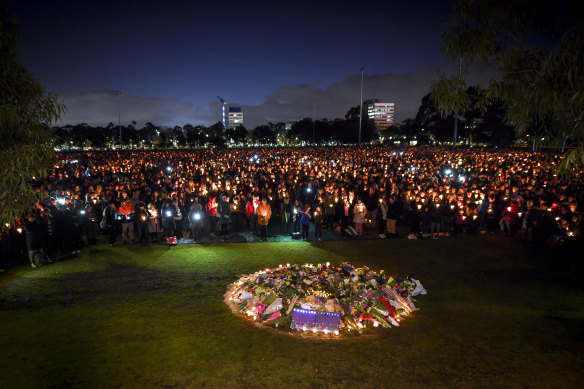 A huge crowd turned out for the candlelit vigil.