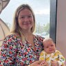 Leah Stewart, pictured with her daughter, was attacked by a great white shark at Coogee.